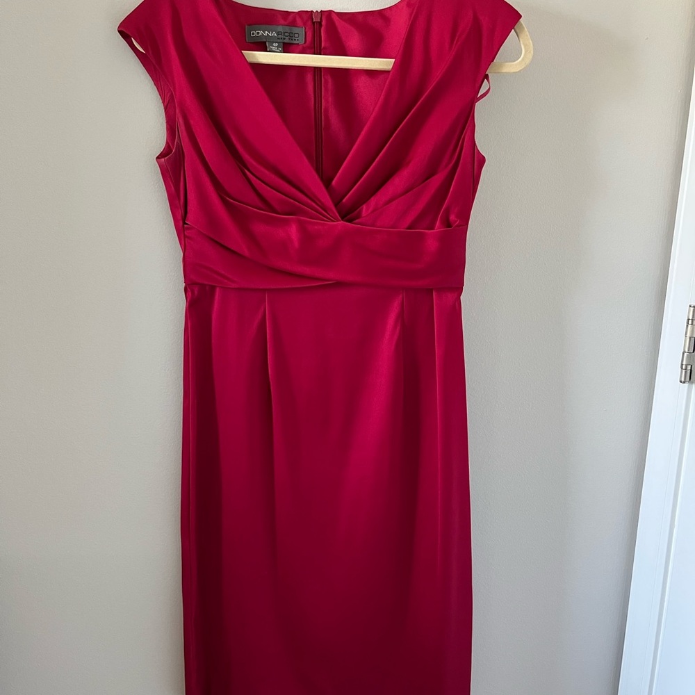 Donna Ricco Elegant Red Draped Cocktail Dress size 4P
